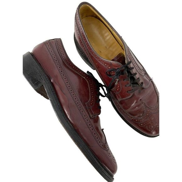 Mens Dexter Wingtip Oxford Lace Up Vintage Shoes USA Size 10.5 D Burgundy 5211 main image 9